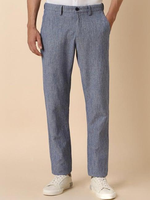 allen solly blue regular fit texture trousers