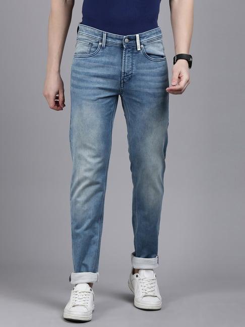 allen solly blue skinny fit heavily washed jeans