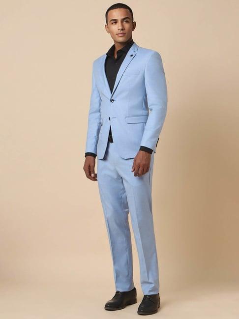 allen solly blue slim fit texture two piece suit