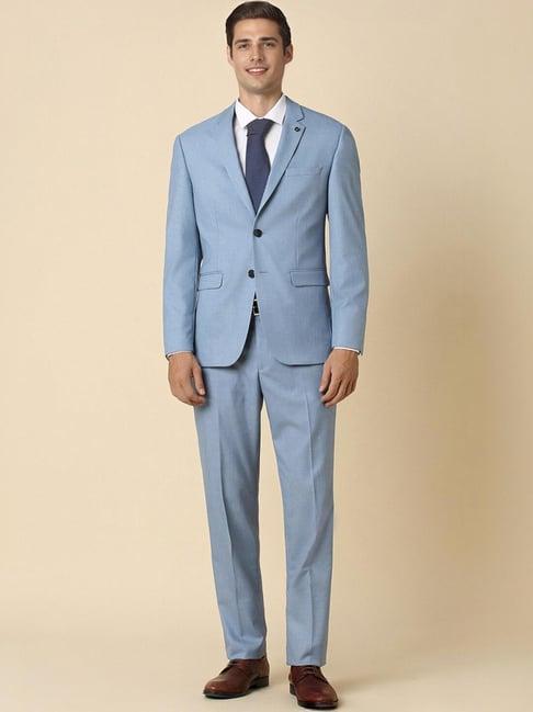 allen solly blue slim fit texture two piece suit