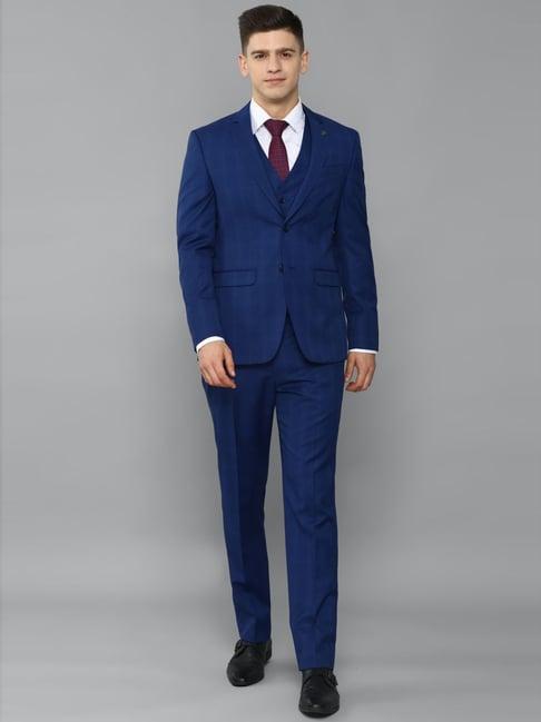 allen solly blue slim fit three piece suits