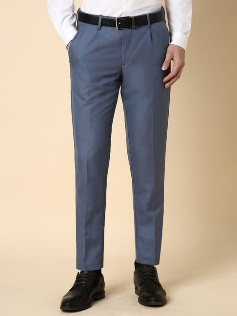 allen solly blue slim fit trousers