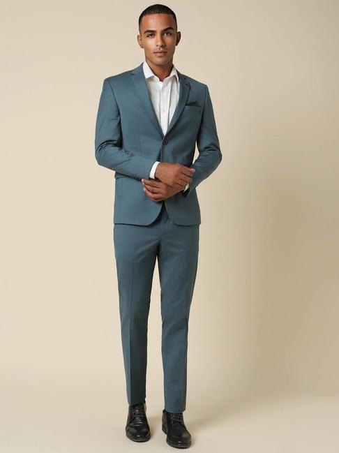 allen solly blue slim fit two piece suit