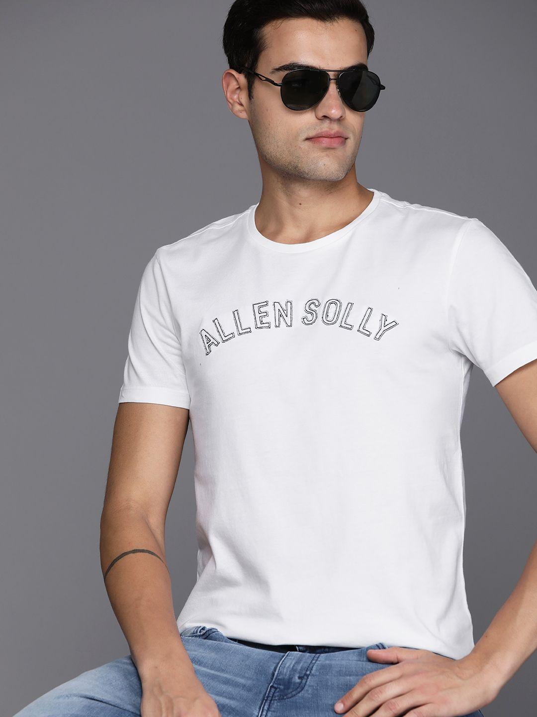 allen solly brand logo printed pure cotton t-shirt