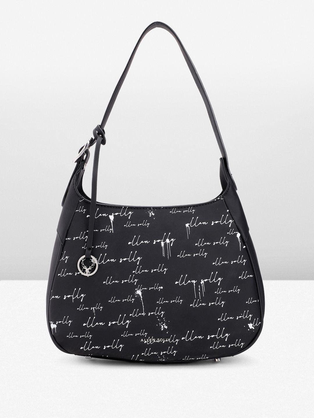 allen solly brand logo printed structured hobo bag