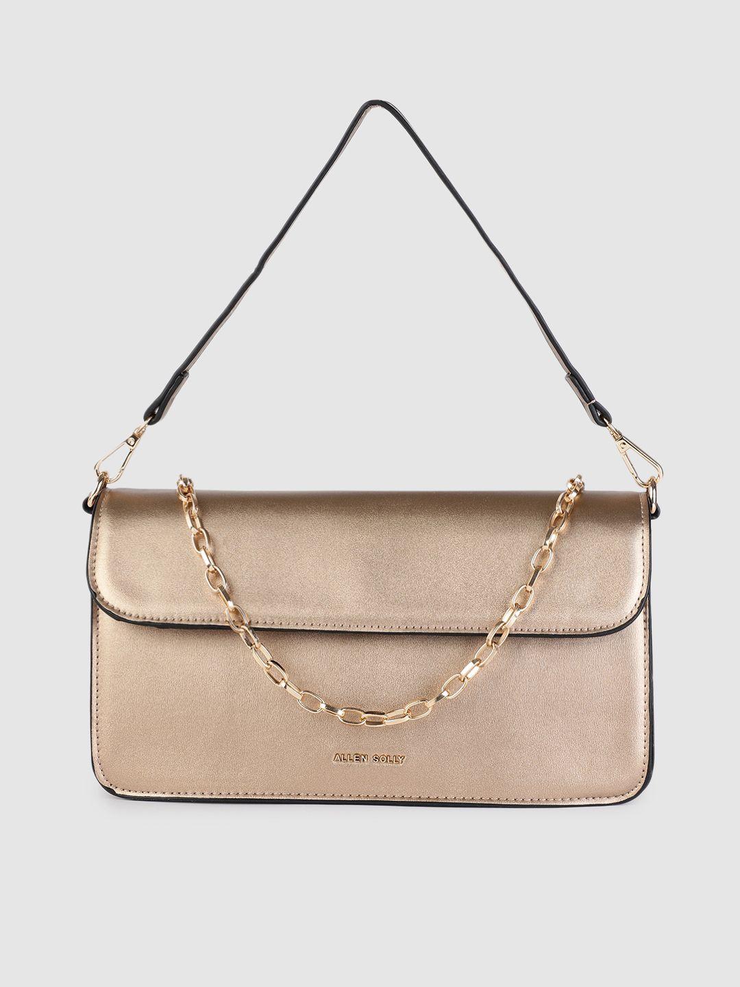 allen solly bronze-toned baguette style handheld bag