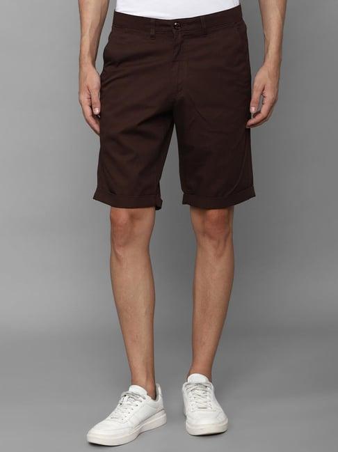 allen solly brown cotton slim fit shorts