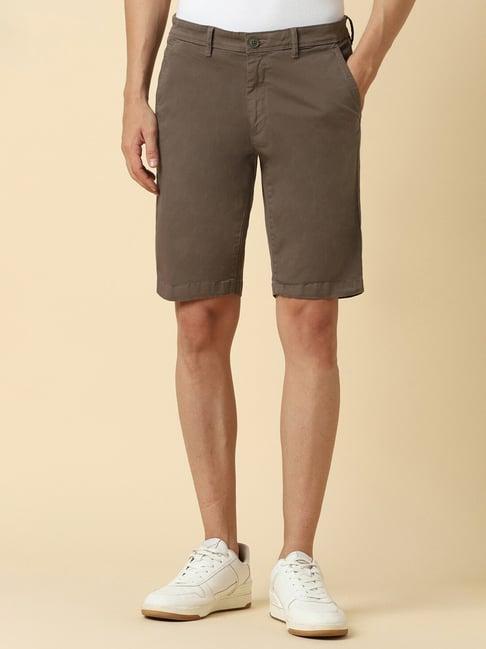 allen solly brown cotton slim fit shorts