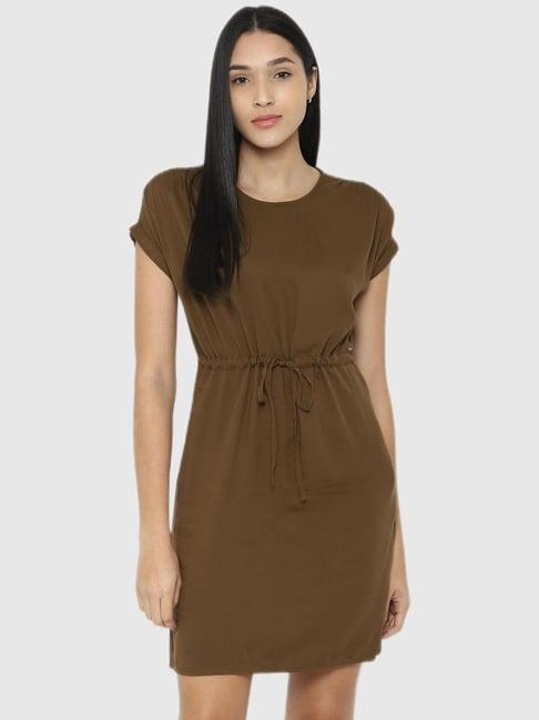 allen solly brown regular fit dress