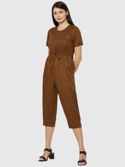 allen solly brown regular fit jumpsuit