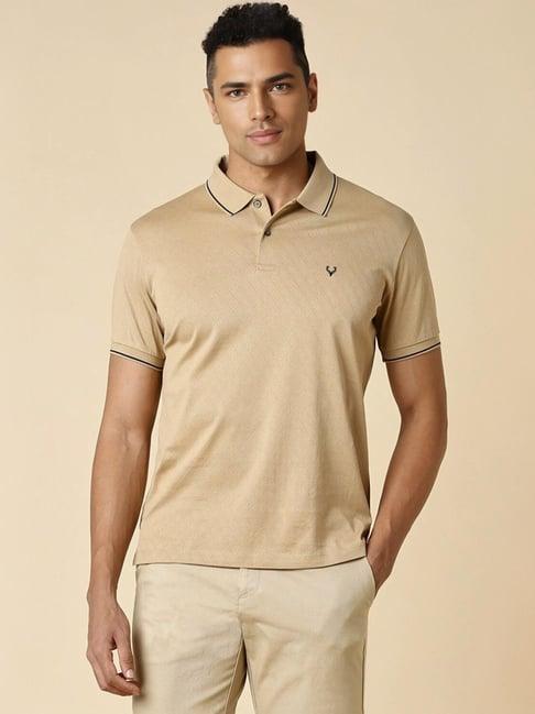 allen solly brown regular fit texture polo t-shirt