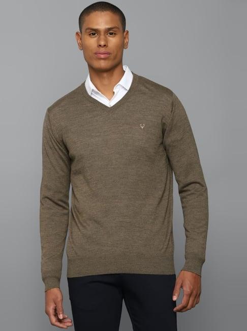 allen solly brown regular fit texture sweaters