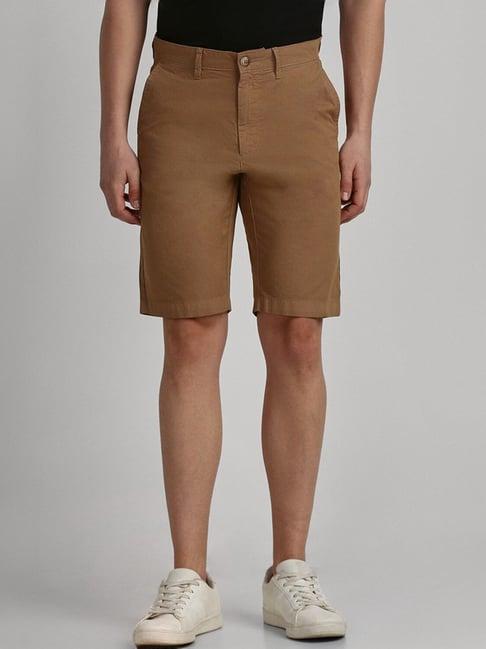 allen solly brown slim fit shorts