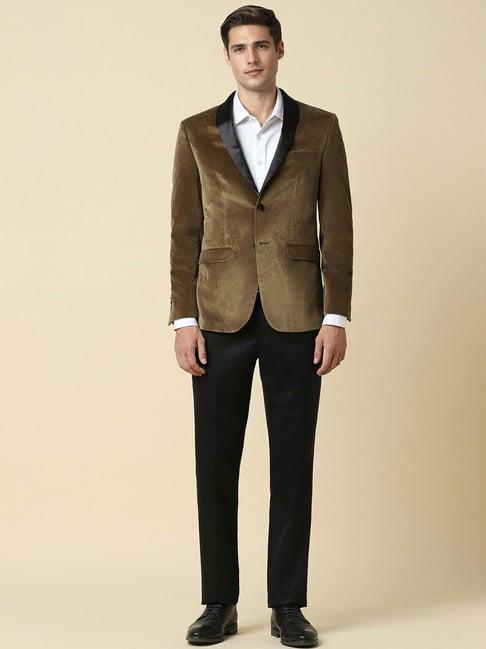 allen solly brown slim fit two piece suits