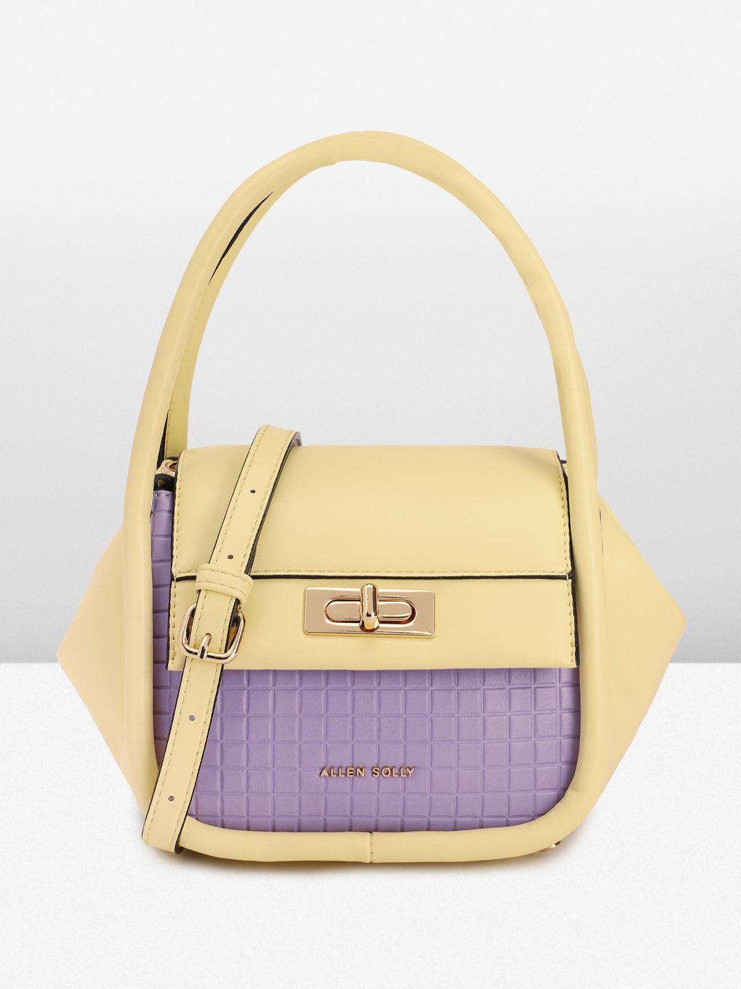 allen solly colourblocked & geometric textured pu structured handheld bag