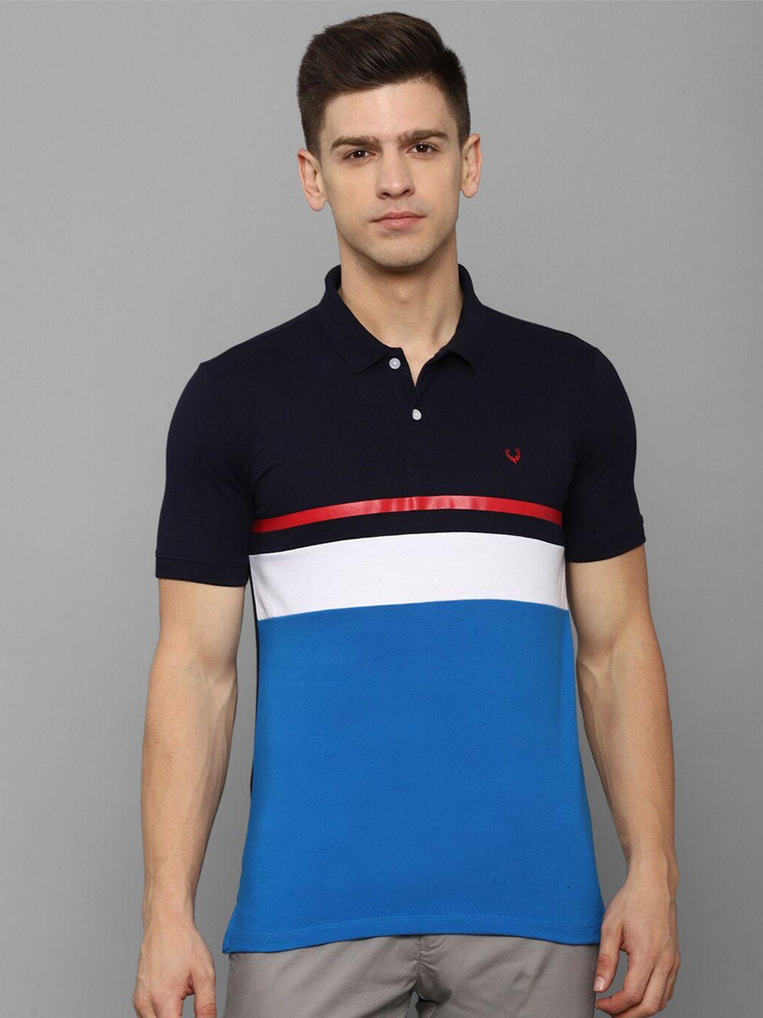 allen solly colourblocked polo collar cotton t-shirt