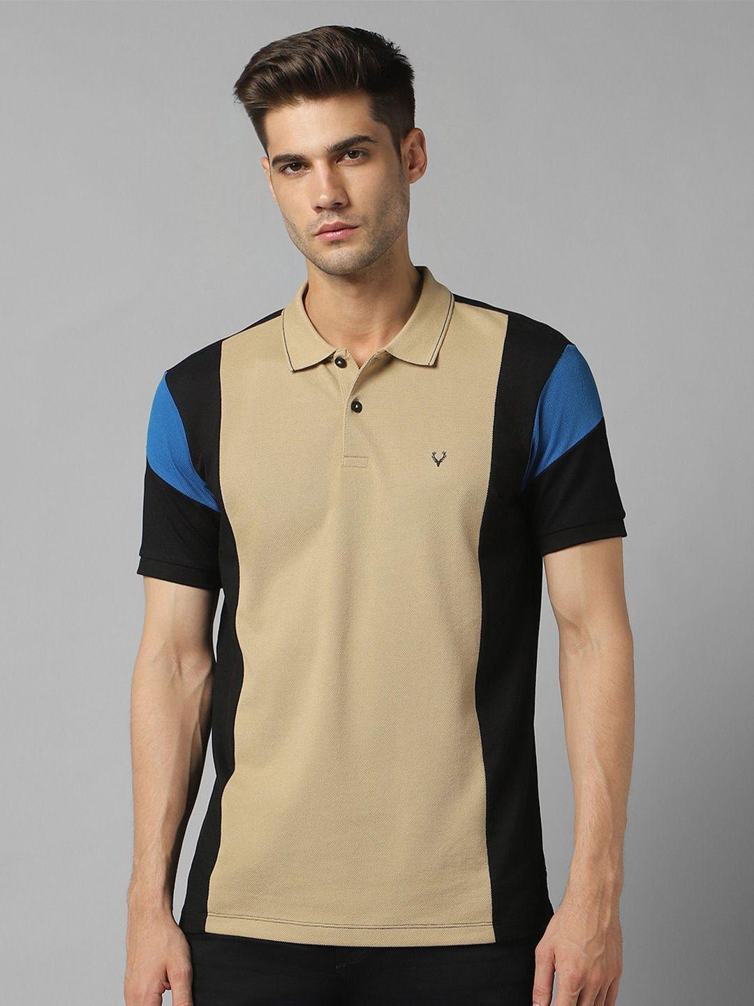 allen solly colourblocked polo collar pure cotton t-shirt