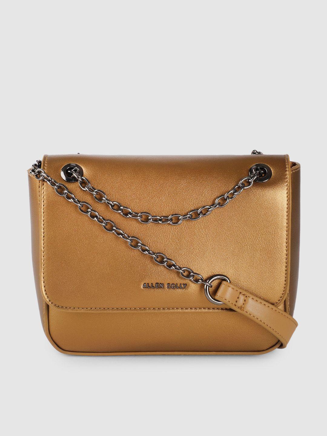 allen solly copper-toned solid pu small structured sling bag