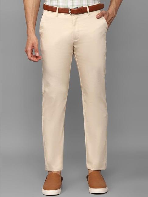 allen solly cream cotton regular fit trousers