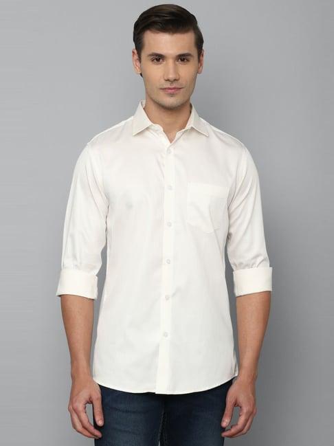 allen solly cream cotton slim fit shirt