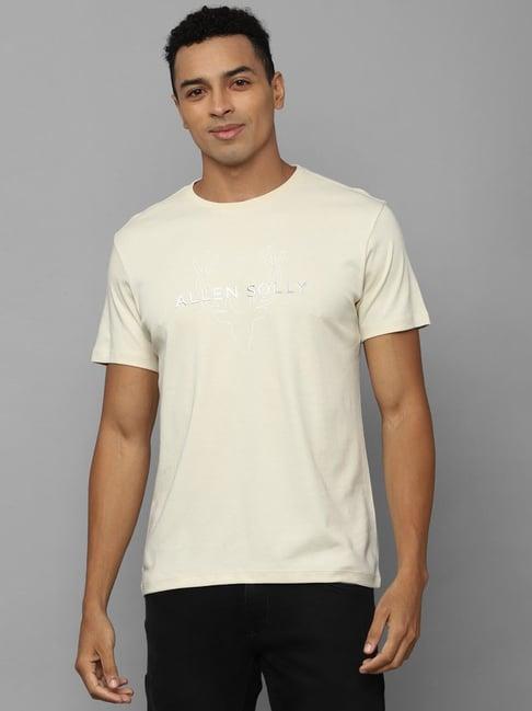 allen solly cream cotton slim fit t-shirt
