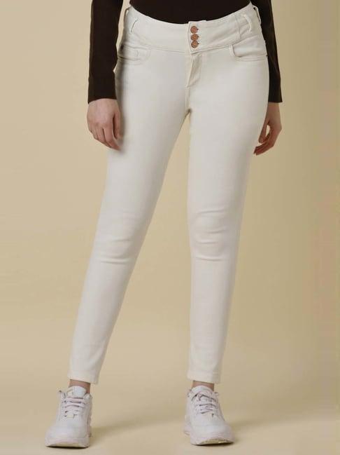 allen solly cream mid rise jeans