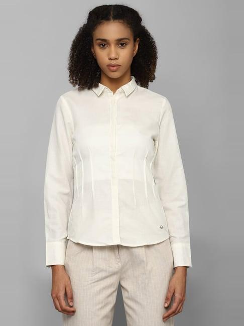 allen solly cream regular fit shirt