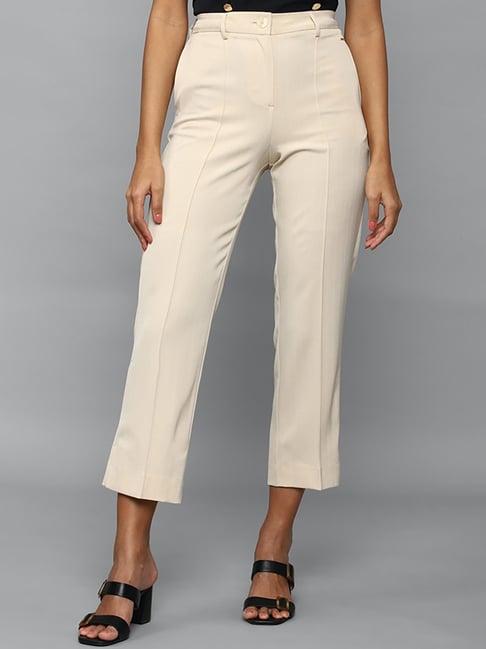 allen solly cream stripes trousers