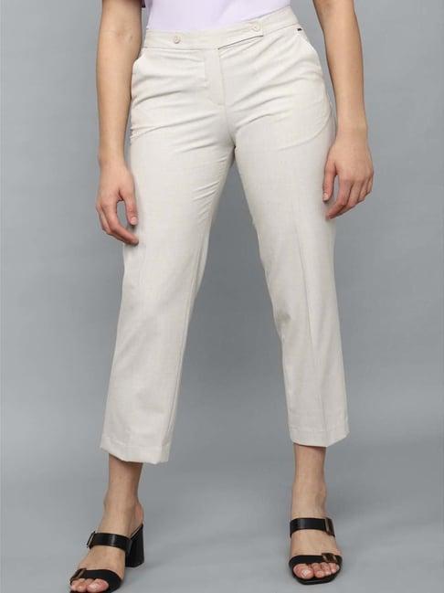 allen solly cream textured pattern trousers