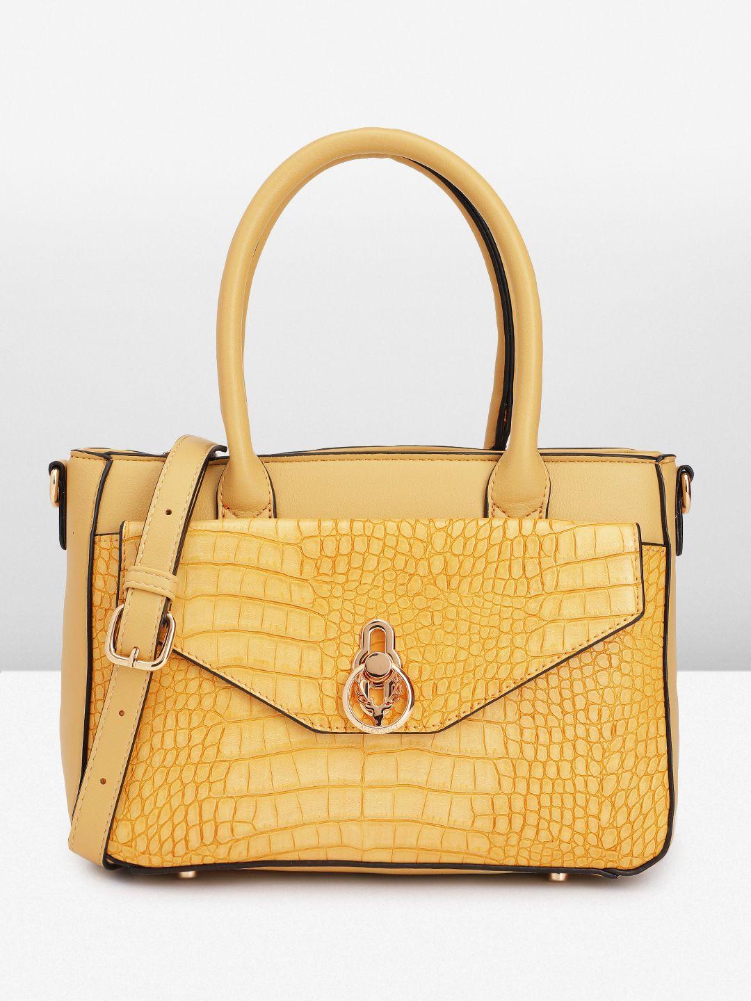 allen solly crocodile textured pu structured handheld bag