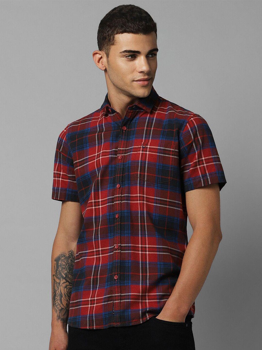 allen solly custom fit checked cotton casual shirt