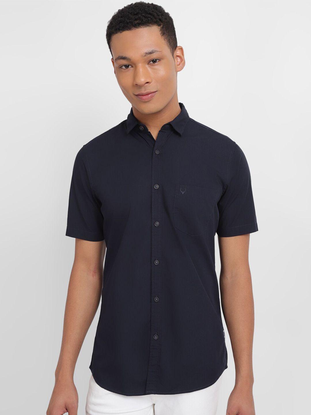 allen solly custom fit short sleeves pure cotton casual shirt