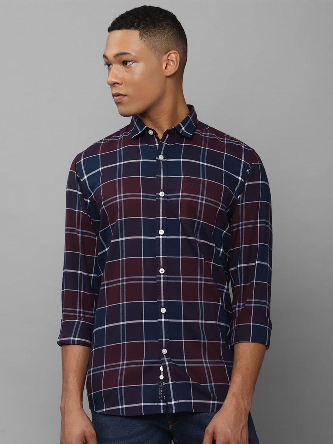 allen solly custom fit tartan checked pure cotton casual shirt
