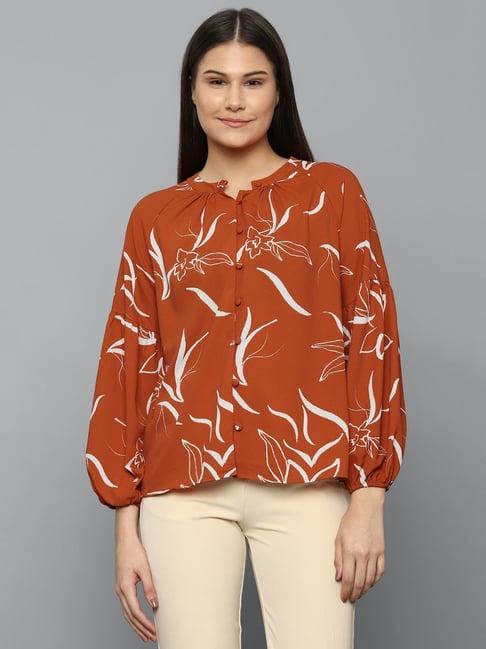 allen solly dark brown printed shirt