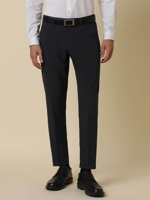 allen solly dark navy slim fit trousers