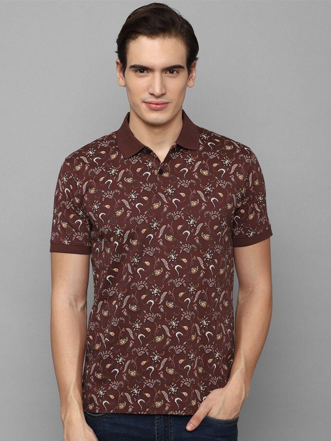 allen solly floral printed polo collar pure cotton t-shirt