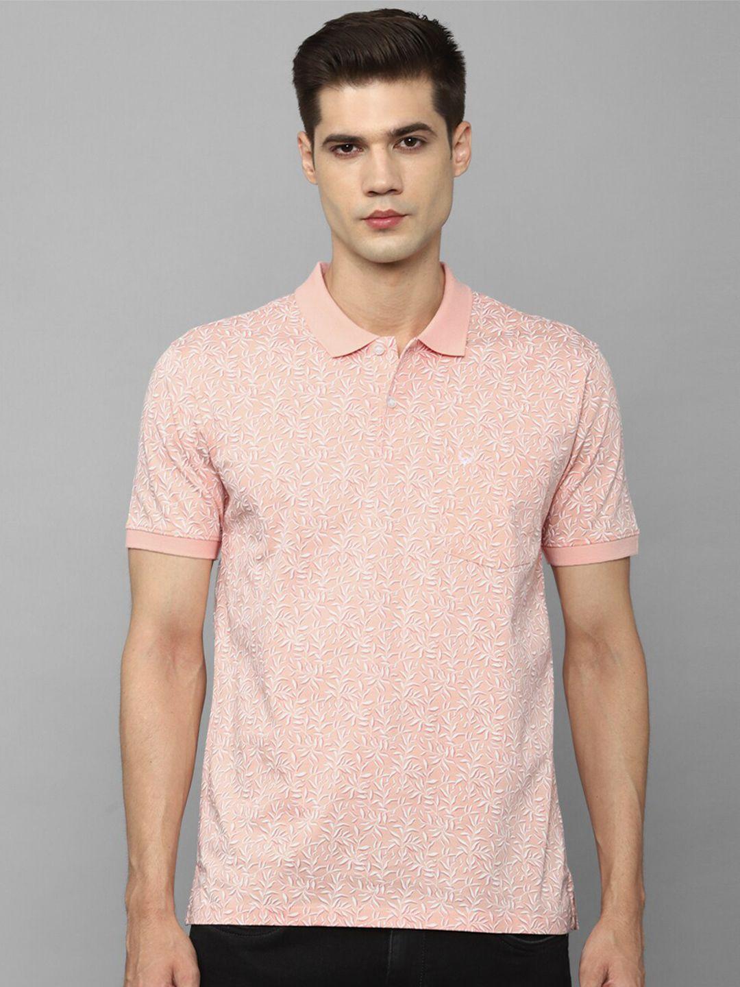 allen solly floral printed polo collar pure cotton t-shirt