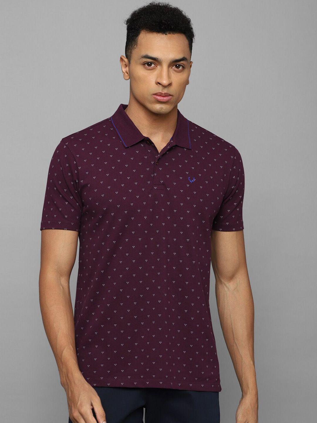 allen solly geometric printed polo collar cotton t-shirt