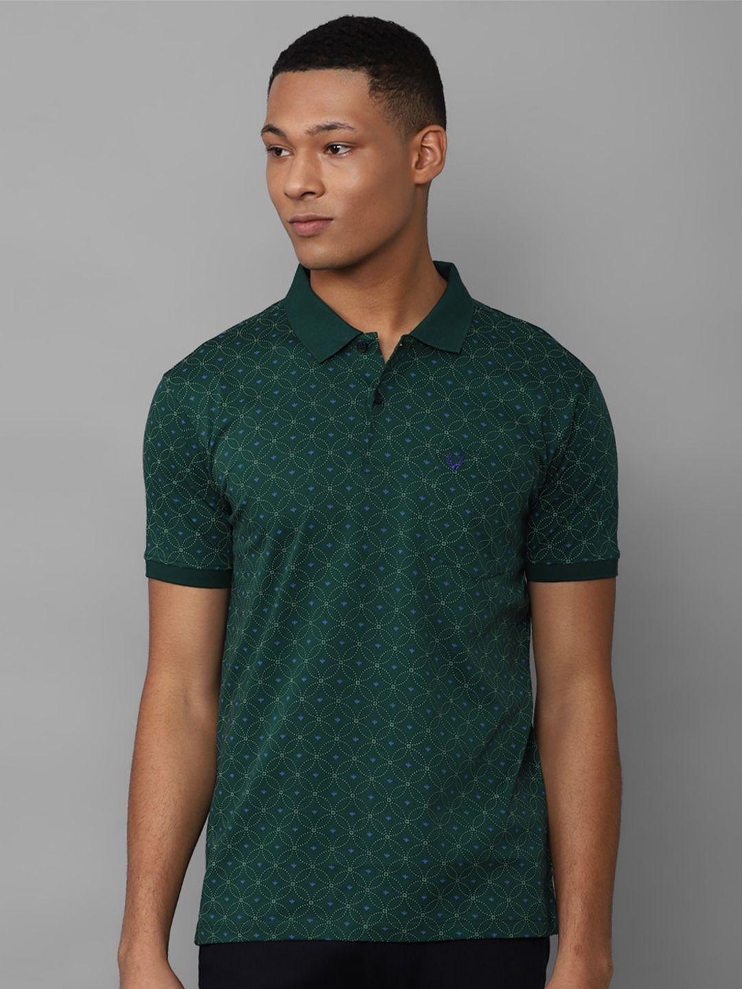 allen solly geometric printed polo collar pockets cotton regular t-shirt