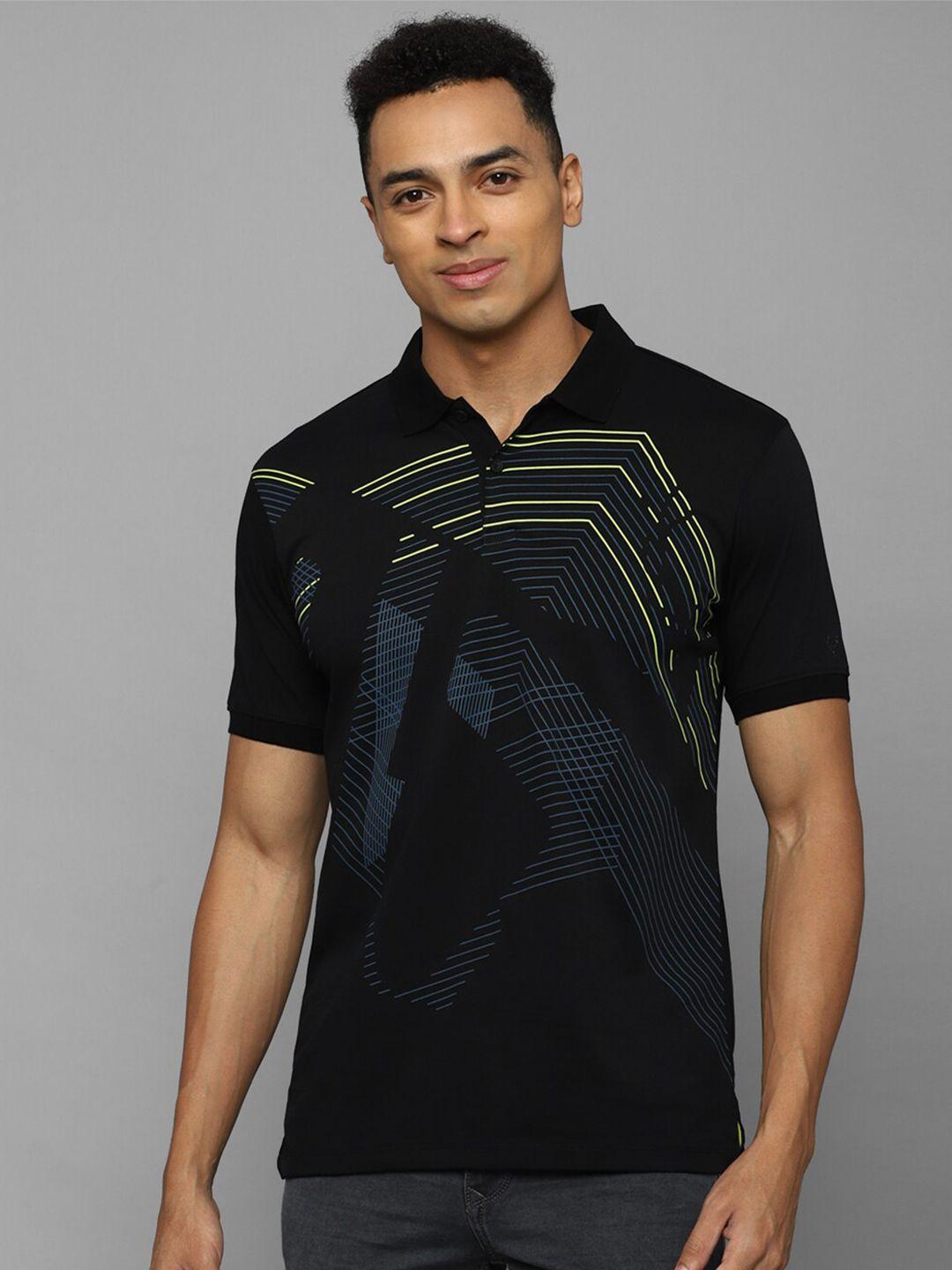 allen solly geometric printed polo collar pure cotton casual t-shirt