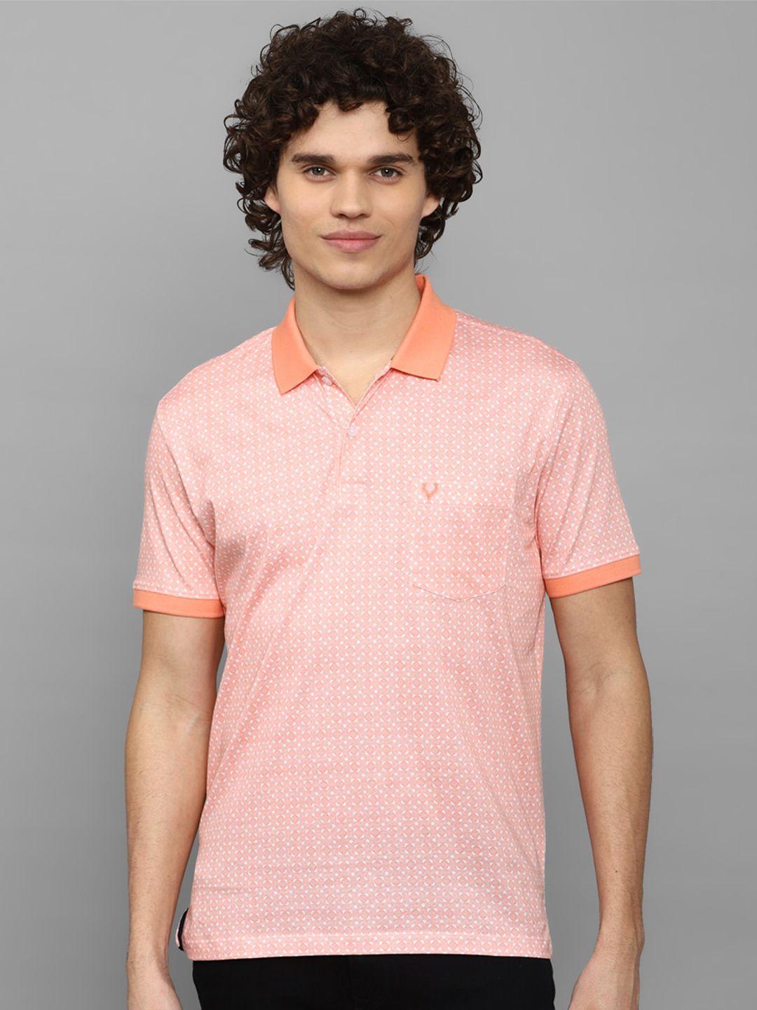 allen solly geometric printed polo collar pure cotton t-shirt