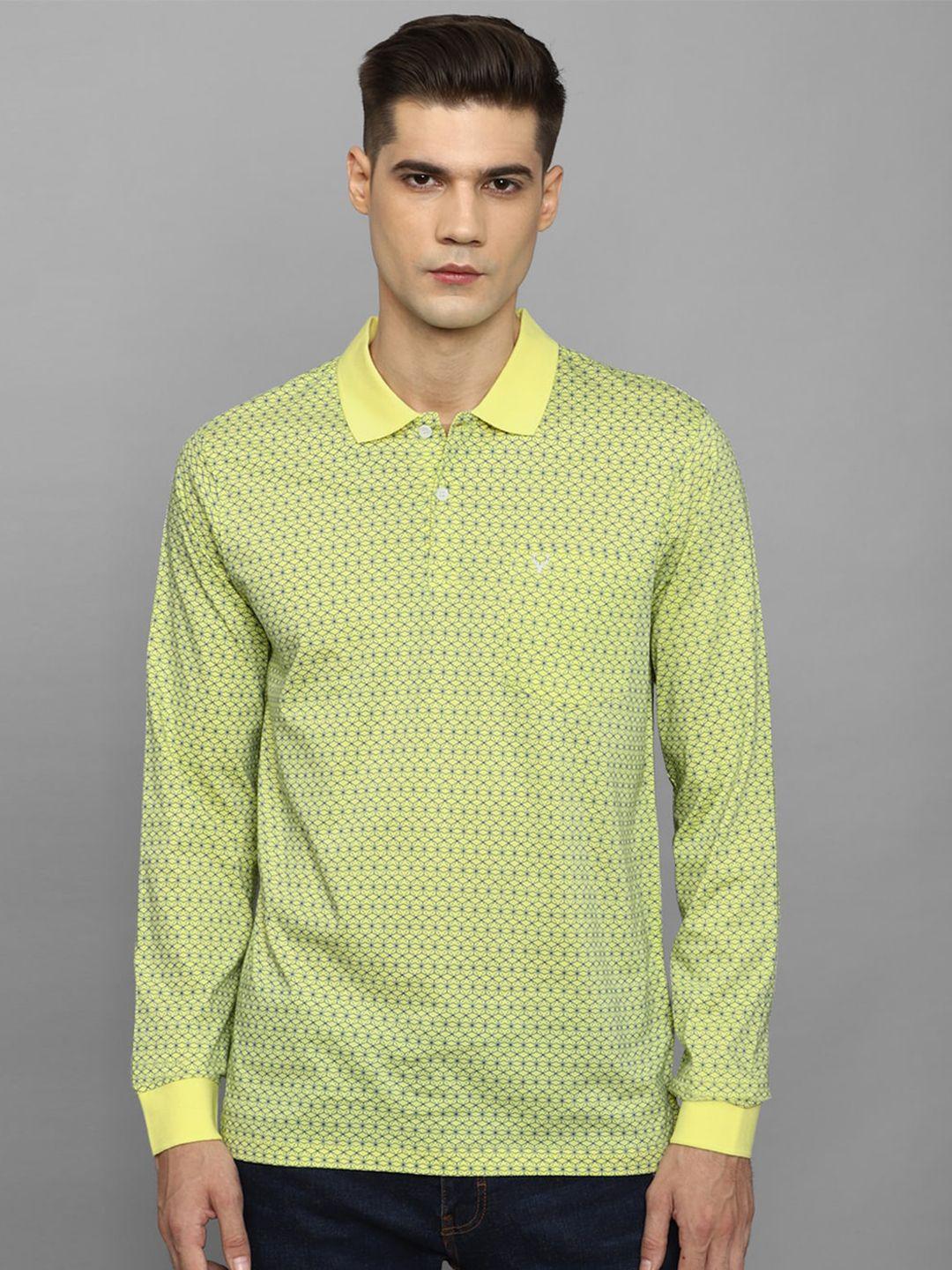 allen solly geometric printed polo collar pure cotton t-shirt