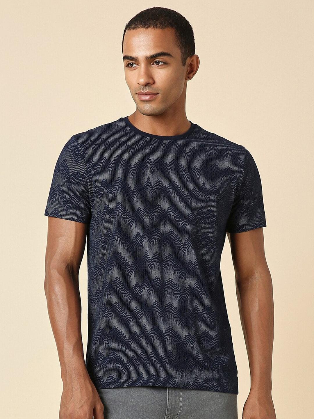 allen solly geometric printed pure cotton slim fit t-shirt