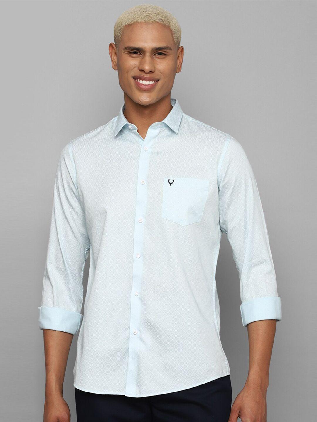 allen solly geometric printed slim fit casual pure cotton shirt