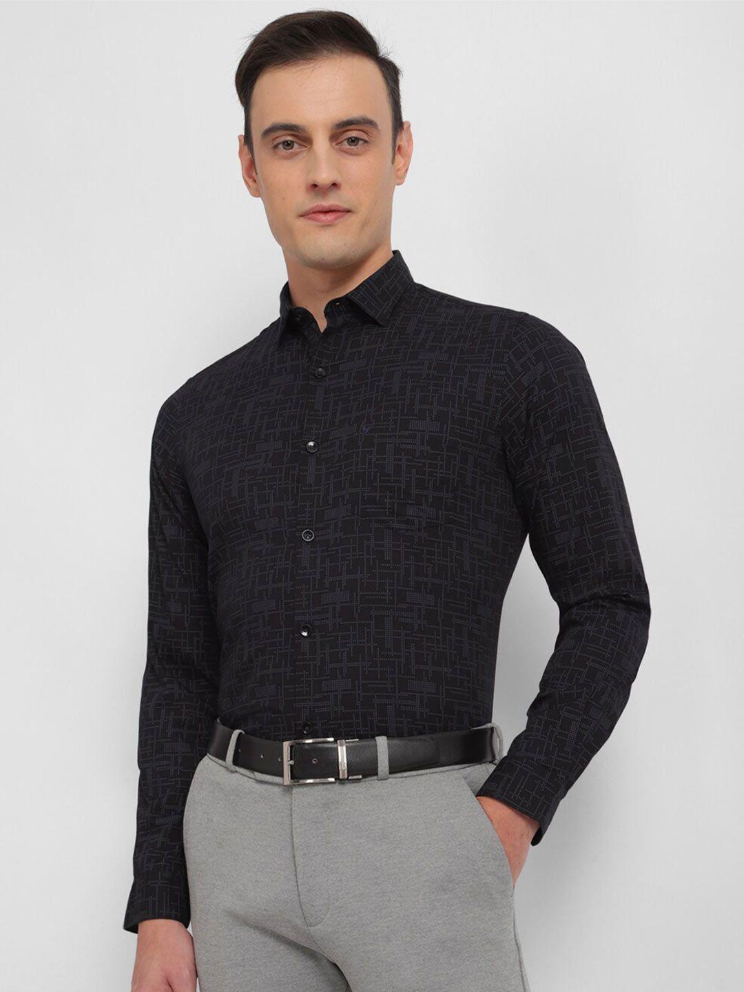 allen solly geometric printed slim fit cotton formal shirt