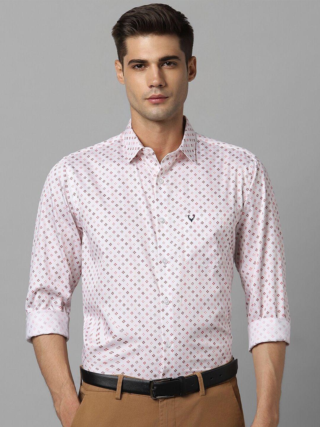allen solly geometric printed slim fit opaque cotton formal shirt