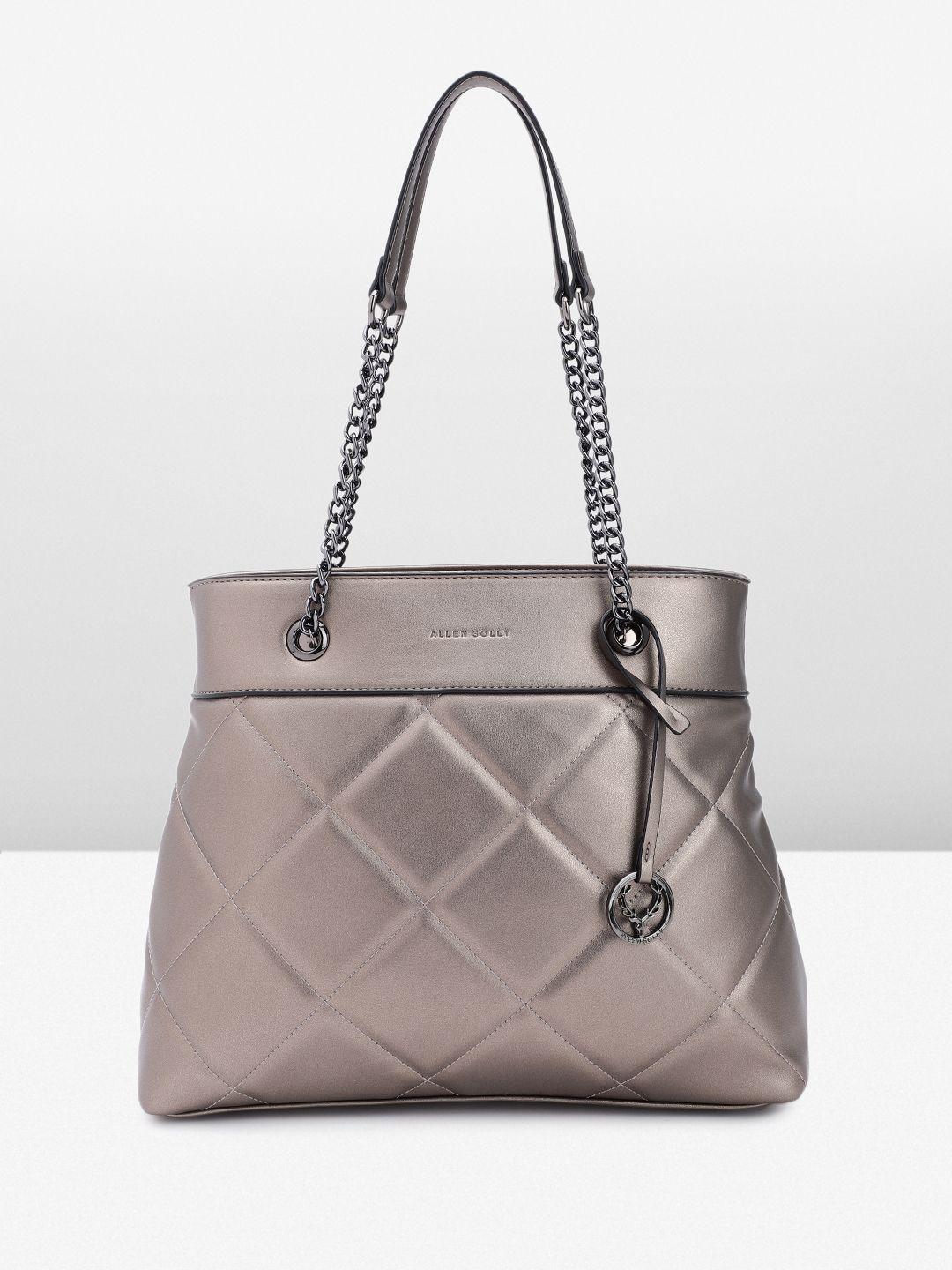 allen solly geometric self design structured shoulder bag with quilted & tasselled detail