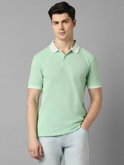 allen solly green cotton regular fit polo t-shirt