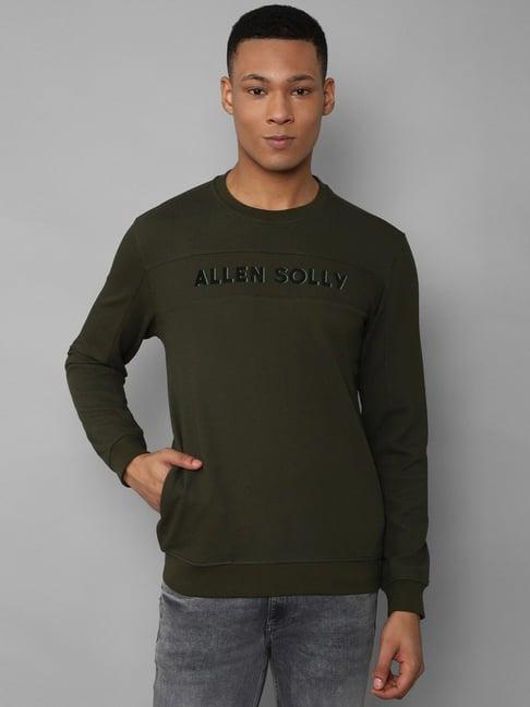 allen solly green cotton regular fit printed sweatshirt