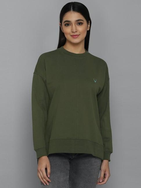 allen solly green cotton regular fit sweatshirt